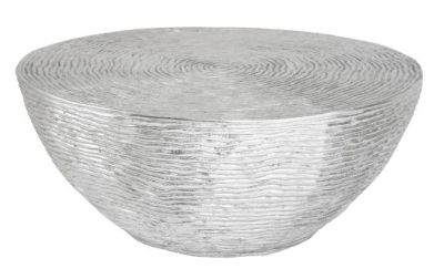 ALUMINIUM RIPPLE COFFEE TABLE SILVER LEAF(CLICK PHOTO)
                                PRODUCT DETAIL
ITEM NO:  SE-9567
DESCRIPTION:  ALUMINIUM RIPPLE COFFEE TABLE SILVER LEAF 
SIZE (IN MM) : D-1016 X H-431.8 X W-1016
MATERIAL:  ALUMINIUM ,   SHAPE: ROUND.  FINISH: SILVER
WEIGHT: 24.500 KG
MINIMUM ORDER QTY:   25 TO 100 PIECES
DELIVERY TERMS: F.O.B. & C.I.F. ( BY AIR AND SEA)
PRICE OPTIONS ARE IN:  US DOLLARS & EURO & GB.POUND
ASK US FOR PRICES
