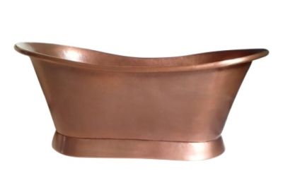 COPPER BATH TUB(CLICK PHOTO)
                                   PRODUCTS DETAILS
ITEM NO:         SE-78610
DESCRIPTION: SLATING BASE COPPER BATH TUB
HAMMERED & ROLL TOP PIPE
SIZES IN MM:- L-1680 X W-725 X H-715
FINISH;- ANTIQUE (INSIDE/OUTSIDE)
THICKNESS: 16 GAUGE WEIGHT: 47.000 KG
MATERIAL: 100% COPPER
MINIMUM ORDER QTY: 1 TO 5 PIECES
DELIVERY TERMS: F.O.B. & C.I.F.
PRICE OPTIONS ARE IN: US DOLLARS & EURO & GB.POUND

ASK US FOR PRICES
