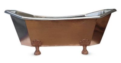 COPPER BATH TUB(CLICK PHOTO)
                                PRODUCTS DETAILS
ITEM NO:         SE-78614
DESCRIPTION: COPPER BATHTUB CLAWFOOT FULL COPPER
SIZES IN MM: 1828.80 MM X 812.80 MM X 736.60 MM
FINISH: INSIDE NICKLE AND OUTSIDE POLISH
THICKNESS: 16 GAGUE WEIGHT: 48.000 KG
MINIMUM ORDER QTY: 1 TO 5 PIECES
DELIVERY TERMS: F.O.B. & C.I.F.
PRICE OPTIONS ARE IN: US DOLLARS & EURO & GB.POUND

ASK US FOR PRICES
