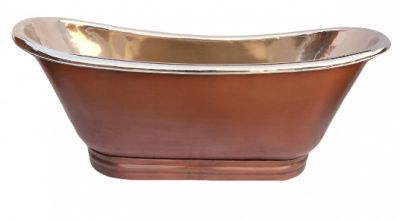 COPPER BATH TUB(CLICK PHOTO)
                              PRODUCTS DETAILS
ITEM NO :        SE-78624
DESCRIPTION: COPPER PLAIN FREESTANDING BATH TUB
SIZES IN MM: L-1676.4 X W-838.2 X H-660.4
FINISH: COPPER POLISH OUTSIDE AND INSIDE NICKEL
THICKNESS: 16 GAUGE
WEIGHT: 48.000 KG
MATERIAL: 100% COPPER
MINIMUM ORDER QTY: 1 TO 5 PIECES
DELIVERY TERMS: F.O.B. & C.I.F.
PRICE OPTIONS ARE IN: US DOLLARS & EURO & GB.POUND

ASK US FOR PRICES
