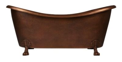 COPPER BATH TUB(CLICK PHOTO)
                            PRODUCTS DETAILS

ITEM NO :        SE-78630
DESCRIPTION: CLAW FOOT COPPER DOUBLE SLIPPER BATH TUB
SIZES IN MM: L-1676 X W- 800 X H-723.90
FINISH: COPPER POLISH OUTSIDE AND INSIDE
THICKNESS: 16 GAUGE WEIGHT: 48.00 KG
MINIMUM ORDER QTY: 1 TO 5 PIECES
DELIVERY TERMS: F.O.B. & C.I.F.
PRICE OPTIONS ARE IN: US DOLLARS & EURO & GB.POUND

ASK US FOR PRICES
