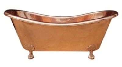 COPPER BATH TUB(CLICK PHOTO)
                               PRODUCTS DETAILS

ITEM NO:         SE-78631
DESCRIPTION: COPPER BATHTUB CLAWFOOT FULL COPPER
SIZES IN MM: 1828.80 X 812.80 X 736.60
FINISH: INSIDE AND OUTSIDE POLISHED COPPER
THICKNESS: 16 GAGUE WEIGHT: 48.000 KGS
MINIMUM ORDER QTY: 1 TO 5 PIECES
DELIVERY TERMS: F.O.B. & C.I.F.
PRICE OPTIONS ARE IN: US DOLLARS & EURO & GB.POUND

ASK US FOR PRICES

