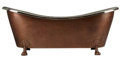 COPPER BATH TUB(CLICK PHOTO)
                           PRODUCTS DETAILS

ITEM NO:         SE-78634
DESCRIPTION: COPPER CLAW FOOT BATH TUB HAMMERED
EXTERIOR DOUBLE SLIPPER
SIZES IN MM: L-1828.80 X W-812.80 X H-736.60
FINISH: ANTIQUE COPPER EXTERIOR / NICKEL INTERIOR
WEIGHT: 50.000 KGS THICKNESS: 16 GAGUE
MINIMUM ORDER QTY: 1 TO 5 PIECES
DELIVERY TERMS: F.O.B. & C.I.F.
PRICE OPTIONS ARE IN: US DOLLARS & EURO & GB.POUND

                                ASK US FOR PRICES

