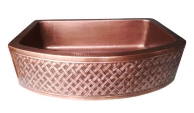COPPER KITCHEN SINK EMBOSSED(CLICK PHOTO)
                                PRODUCT DETAIL
ITEM NO:         SE-2771
DESCRIPTION:  COPPER KITCHEN SINK EMBOSSED
SIZE (IN MM) : (outer):  L- 838.2 X W-565.15 X D-228.6
                       (inside): L-  762 X W-482.6 X D-228.6
MATERIAL:  100% COPPER,   SHAPE: D-SHAPE,  
FINISH:  COPPER ANTIQUE,     THICKNESS: 16 GAUGE ,   
MINIMUM ORDER QTY:   25 TO 100 PIECES
DELIVERY TERMS: F.O.B. & C.I.F. ( BY AIR AND SEA)
PRICE OPTIONS ARE IN:  US DOLLARS & EURO & GB.POUND
ASK US FOR PRICES
