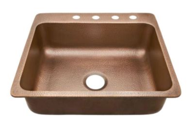 SINGLE BOWL COPPER KITCHEN SINK(CLICK PHOTO)
                                 PRODUCT DETAIL
ITEM NO:          SE-8615
DESCRIPTION:  SINGLE BOWL COPPER KITCHEN SINK 
SIZE (IN MM):   LENGTH: 635 X WIDTH: 559 X DIAMETER: 203MATERIAL:  100% COPPER,   SHAPE: ‎ RECTANGULAR
FINISH:  COPPER ANTIQUE,     THICKNESS: 16 GAUGE ,   
MINIMUM ORDER QTY:   25 TO 100 PIECES
DELIVERY TERMS: F.O.B. & C.I.F. ( BY AIR AND SEA)
PRICE OPTIONS ARE IN:  US DOLLARS & EURO & GB.POUND
ASK US FOR PRICES
