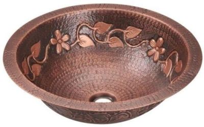 COPPER WASH BASIN EMBOSSED(CLICK PHOTO)
                           PRODUCT DETAIL

ITEM NO:  SE-8932
DESCRIPTION: COPPER WASH BASIN EMBOSSED
SIZE (IN MM) : 406.4 X 152.4
MATERIAL:  100% COPPER,   SHAPE: ‎ ROUND
FINISH:  COPPER ANTIQUE,     THICKNESS: 16 GAUGE 
MINIMUM ORDER QTY:   25 TO 100 PIECES
DELIVERY TERMS: F.O.B. & C.I.F. ( BY AIR AND SEA)
PRICE OPTIONS ARE IN:  US DOLLARS & EURO & GB.POUND
ASK US FOR PRICES
