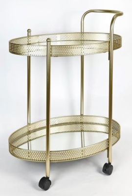 STAINLESS STEEL SERVING TROLLEY(CLICK PHOTO)
                                  PRODUCT DETAIL
ITEM NO:  SE-7915
DESCRIPTION: STAINLESS STEEL SERVING TROLLEY
SIZES: (IN MM): D-350 x W-570 x H-700  
SHAPE TYPE:  TIERED SHELF -2
MATERIAL:  STAINLESS STEEL/GLASS  FINISH: GOLD PLATED, 
WEIGHT: 5.600 KG
MINIMUM ORDER QTY: 25 TO 100 PIECES
DELIVERY TERMS: F.O.B. & C.I.F. 
PRICE OPTIONS ARE IN:  US DOLLARS & EURO & GB.POUND
ASK US FOR PRICES
